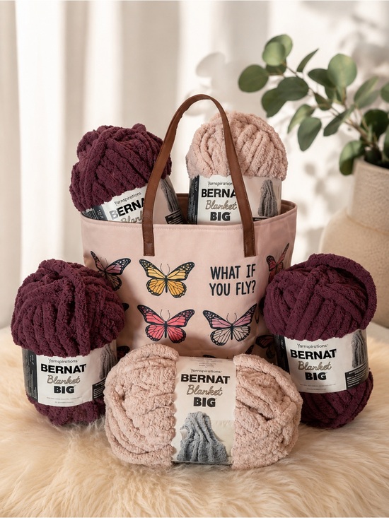 Bernat Other - Silva Lining Co Cozy Chunky Knit Blanket Kit 4x5 Throw Yarn Set
